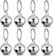 🔔 sparkling silver christmas pet bells: 8-piece hanging ring bells for festive pet decor & diy crafts логотип