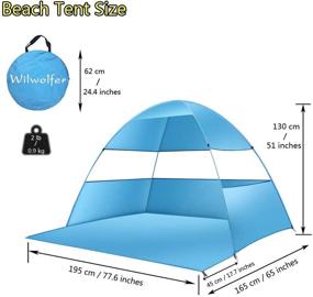 img 3 attached to Wilwolfer Beach Tent Pop Up Sun Shelter with Canopy Shade - Portable UV Protection, Easy Setup, Windproof & Stable for 3 or 4 Person Outdoor Activities (Blue) - Includes Carry Bag