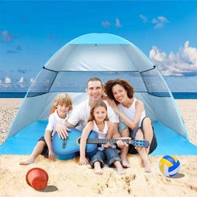 img 4 attached to Wilwolfer Beach Tent Pop Up Sun Shelter with Canopy Shade - Portable UV Protection, Easy Setup, Windproof & Stable for 3 or 4 Person Outdoor Activities (Blue) - Includes Carry Bag