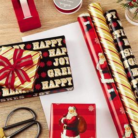 img 3 attached to 🎁 Hallmark Christmas Wrapping Paper Bundle: Classic Red and Gold with Cut Lines, Holographic (Pack of 3, 80 sq. ft. total)