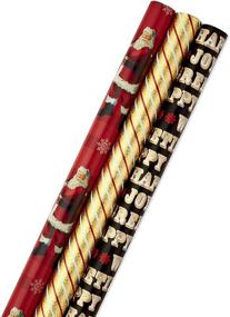 img 4 attached to 🎁 Hallmark Christmas Wrapping Paper Bundle: Classic Red and Gold with Cut Lines, Holographic (Pack of 3, 80 sq. ft. total)