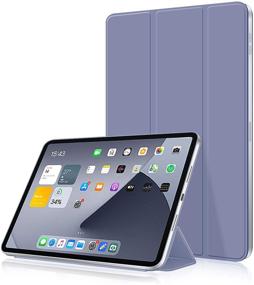 img 4 attached to 📱 Aoub Case for iPad Air 4th Gen 2020 / Pro 11-inch 2018, Magnetic Cover [Pencil Pairing/Charging & Touch ID Support], Slim Trifold Stand Smart Case for New iPad Air 10.9-inch / Pro 11-inch, Purple