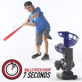 img 2 attached to 🏀 MLB Electronic Baseball Pitching Machine by Franklin Sports – Height Adjustable with 6 Plastic Baseballs – Pitches Every 7 Seconds