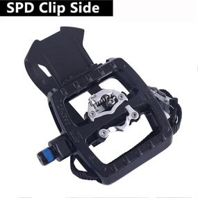 img 2 attached to 🚲 Enhanced Dual Platform Spin Bike Pedals: Black Strap Support, Clips, Straps - SPD Compatible for Peloton & More