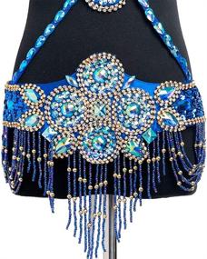 img 1 attached to 👑 ROYAL SMEELA Tribal Belly Dance Costume for Women - Rhinestone Bra Top with Sequin Belt Set, Perfect for Carnival Outfit