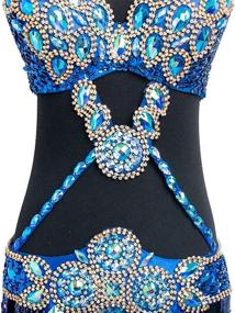 img 2 attached to 👑 ROYAL SMEELA Tribal Belly Dance Costume for Women - Rhinestone Bra Top with Sequin Belt Set, Perfect for Carnival Outfit