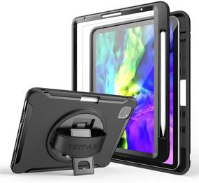 img 4 attached to 📱 BATYUE iPad Pro 11 Case 2020 & 2018 + Air 4th Generation Case - Complete Protection with Screen Protector, Swivel Stand, Hand Strap - Black