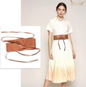 img 3 attached to 👗 JASGOOD Women Faux Leather Obi Belt: Wide Retro Waist Wrap for Halloween Dress - Stylish Holloween Accessory