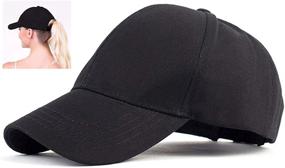 img 1 attached to Cotton Ponytail Baseball Women Black