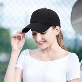 img 2 attached to Cotton Ponytail Baseball Women Black