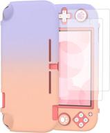 timovo nintendo switch lite case with 2 screen protectors, 4 joystick caps - shock-proof protective cover accessories, pink & purple logo