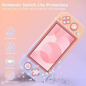 img 3 attached to TiMOVO Nintendo Switch Lite Case with 2 Screen Protectors, 4 Joystick Caps - Shock-Proof Protective Cover Accessories, Pink & Purple