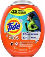 tide pods 4 в 1 с febreze sport 🧺 защита от запаха, 73 штуки, высокоэффективное моющее средство для белья в капсулах логотип