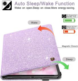 img 2 attached to ✨ Sparkly Purple iPad Air 4 Case 10.9 inch 2020 with Pencil Holder - Glitter Folio Adjustable Kickstand Cover - Auto Wake/Sleep Luxury Smart Case for 4th Generation iPad Air - BENTOBEN