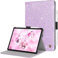 ✨ sparkly purple ipad air 4 case 10.9 inch 2020 with pencil holder - glitter folio adjustable kickstand cover - auto wake/sleep luxury smart case for 4th generation ipad air - bentoben logo