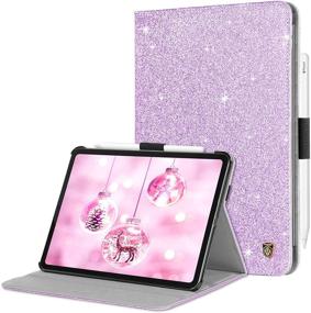 img 4 attached to ✨ Sparkly Purple iPad Air 4 Case 10.9 inch 2020 with Pencil Holder - Glitter Folio Adjustable Kickstand Cover - Auto Wake/Sleep Luxury Smart Case for 4th Generation iPad Air - BENTOBEN