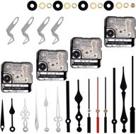 high torque long shaft wall clock movement kit with 4 different pairs of clock hands - diy clock parts replacement for repair - black logo