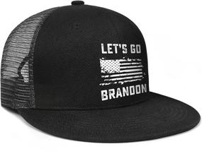 img 2 attached to 🧢 Stylish Let's Go Brandon Trucker Hats: Classic Flat Bill, Mesh, Snapback & Adjustable; Perfect for Men and Women