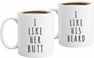 👫 i like his beard, i like her butt couples funny coffee mug set - perfect wedding gift for the bride and groom - his and hers anniversary present for the husband and wife - unique engagement gifts for him and her logo