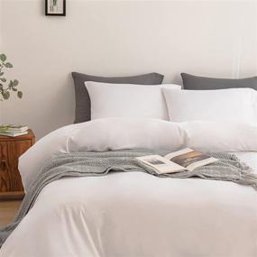 img 3 attached to 🛏️ FRSLAN White Duvet Cover Set Twin - Premium 2-Piece Kids' Duvet Cover with Zipper Closure: Luxury Hotel Quality Comforter Cover for Warmth