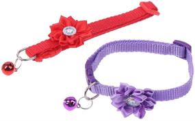 img 3 attached to Stylish and Safe: 7 Pcs Breakaway Dog Cat Flower Collars with Bells - Adjustable and Handmade Pet Accessories with Rhinestone Bling Collar, Harnesses and Leashes