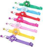 stylish and safe: 7 pcs breakaway dog cat flower collars with bells - adjustable and handmade pet accessories with rhinestone bling collar, harnesses and leashes logo