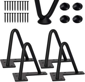 img 4 attached to 🪑 CONNOO 4 Inch Hairpin Furniture Legs - Black Metal, Heavy Duty Coffee Table Legs with Floor Protector - Ideal for Table, Sofa, TV Stand, Modern Desk DIY Projects (Set of 4)