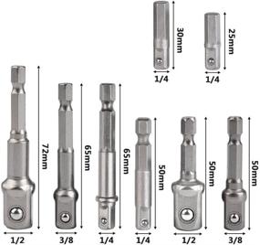 img 3 attached to Набор адаптеров прокладок TIMESETL из 8 предметов, включает головку приводного адаптера с гайкой шестигранного шарика, адаптер прокладки шестигранный шаровой гайки для ударного гайковерта, набор адаптеров прокладок шуруповертов 1/4", 3/8", 1/2", набор битов с быстрой сменой и удлинителем сверла.