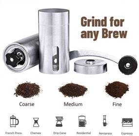 img 1 attached to ☕ Portable Coffee Grinder - Adjustable Coarseness, Conical Burr Mill, Brushed Stainless Steel - Ideal for Office, Home, Traveling, Camping - Whole Bean Burr Manual Coffee Grinder