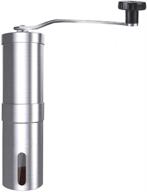 ☕ portable coffee grinder - adjustable coarseness, conical burr mill, brushed stainless steel - ideal for office, home, traveling, camping - whole bean burr manual coffee grinder logo
