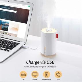 img 2 attached to 🌬️ Portable Mini Humidifier with Night Light - Compact 280ml Cool Mist, USB Powered, Whisper Quiet - Ideal for Bedroom, Baby, Travel & Office - 2 Spray Modes, Auto Shut-Off - White