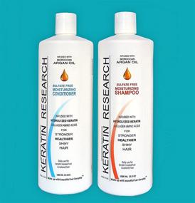 img 2 attached to 🧴 Sulfate Free Shampoo & Conditioner – 1 LITER Bottles Set infused with Moroccan Argan Oil, By Keratin Research: The Perfect Post Treatment Shampoo Duo