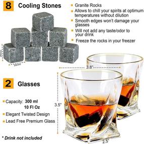 img 2 attached to 🥃 Ultimate Whiskey Stones Glass Gift Set - 2 Twist Whiskey Glasses, 8 Chilling Whisky Rocks, 2 Slate Coasters, Luxury Wooden Box, Ideal For Scotch, Bourbon Drinks, Perfect Gift For Men, Dads, Fathers