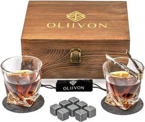 img 4 attached to 🥃 Ultimate Whiskey Stones Glass Gift Set - 2 Twist Whiskey Glasses, 8 Chilling Whisky Rocks, 2 Slate Coasters, Luxury Wooden Box, Ideal For Scotch, Bourbon Drinks, Perfect Gift For Men, Dads, Fathers