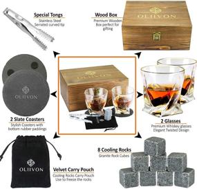 img 3 attached to 🥃 Ultimate Whiskey Stones Glass Gift Set - 2 Twist Whiskey Glasses, 8 Chilling Whisky Rocks, 2 Slate Coasters, Luxury Wooden Box, Ideal For Scotch, Bourbon Drinks, Perfect Gift For Men, Dads, Fathers