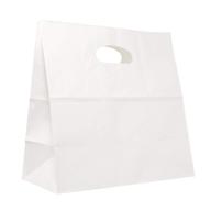 🛍️ ptp bags white 11x6x11 die cut tote bags [500-pack] - kraft paper gift and food service bags logo