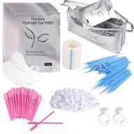 💁 premium eyelash extension care kit - set of 400 packs: 100 pairs of under eye gel pads, 100 disposable mascara brushes wands, 100 micro applicators brushes, 100 glue ring holders, and 4 medical tapes logo