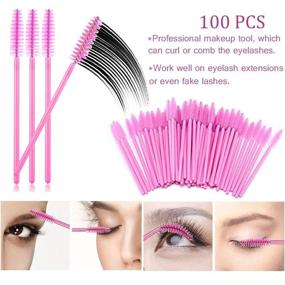 img 2 attached to 💁 Premium Eyelash Extension Care Kit - Set of 400 Packs: 100 Pairs of Under Eye Gel Pads, 100 Disposable Mascara Brushes Wands, 100 Micro Applicators Brushes, 100 Glue Ring Holders, and 4 Medical Tapes