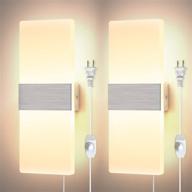 🔌 set of 2 dimmable plug in wall sconces - lightess modern led wall light fixture with 12w acrylic design for living room bedroom - warm white логотип