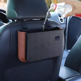img 2 attached to 🚗 Hanging Car Trash Can: Collapsible, Portable, Waterproof Garbage Bag with Clip for Front/Back Seat Storage - Black, A