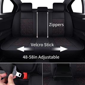 img 2 attached to INCH EMPIRE Seat Cover 5 Seats Full Set Universal Fit For Most Sedan SUV Truck Pickup Airbag Compatible Synthetic Leather Car Seat Cushion Protector All Weather Water-Proof (Triangle Black&Amp Interior Accessories