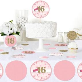 img 1 attached to 🎉 Sweet 16 Birthday Party Giant Circle Confetti - Big Dot of Happiness - Party Decorations - Large 27-Count Confetti