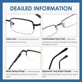 img 2 attached to 👓 Premium 3-Pack Blue Light Blocking Readers: Stylish Half Rim Eyeglasses for Men and Women