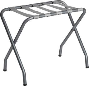 img 4 attached to SONGMICS Gray Metal Folding Luggage Rack - Convenient Portable Travel Storage Solution URLR64GS