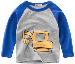 img 3 attached to 👷 High-Quality Toddler Boys' 3-Pack Long Sleeve Excavator T-Shirt Bundle: 100% Cotton Police Car Shirt Included