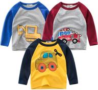 👷 high-quality toddler boys' 3-pack long sleeve excavator t-shirt bundle: 100% cotton police car shirt included logo