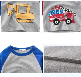 img 1 attached to 👷 High-Quality Toddler Boys' 3-Pack Long Sleeve Excavator T-Shirt Bundle: 100% Cotton Police Car Shirt Included