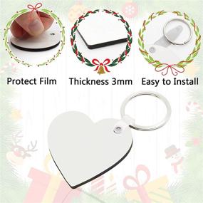 img 2 attached to 🔑 Anvin 12-Pack Sublimation Blanks: Double Sided Heat Transfer Keychains - Wooden Round, Square, Rectangle, Heart Shapes - DIY Crafting Project – MDF Printed Sublimation Accessories