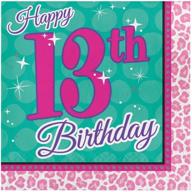 🎉 sparkle spa party! 13th birthday paper lunch napkins by creative converting - set of 16 count logo