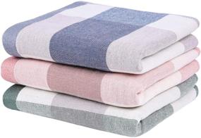 img 2 attached to 🧽 OASO Dish Cloths 3-Pack: Plaid Cotton Dish Towels for Kitchen, Absorbent and Durable Drying Terry Cloth